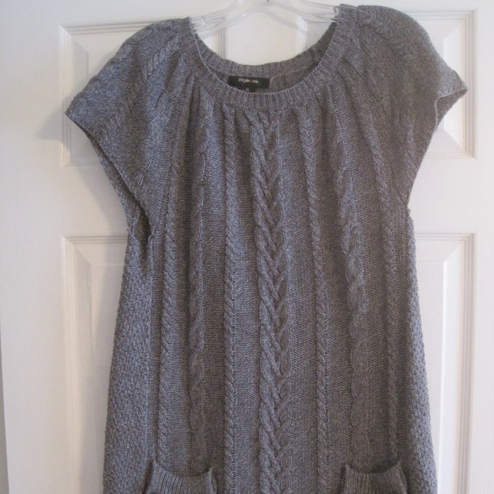 STYLE AND COMPANY GRAY SHORT SLEEVE LONG SWEATER XL